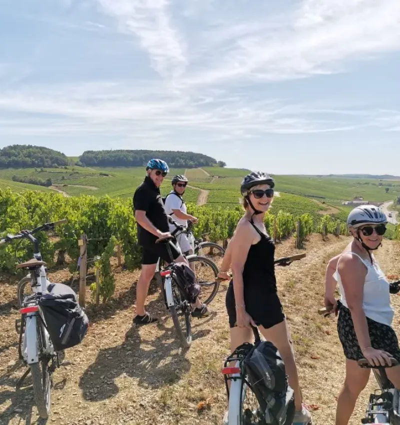 Bike tour group in a winery